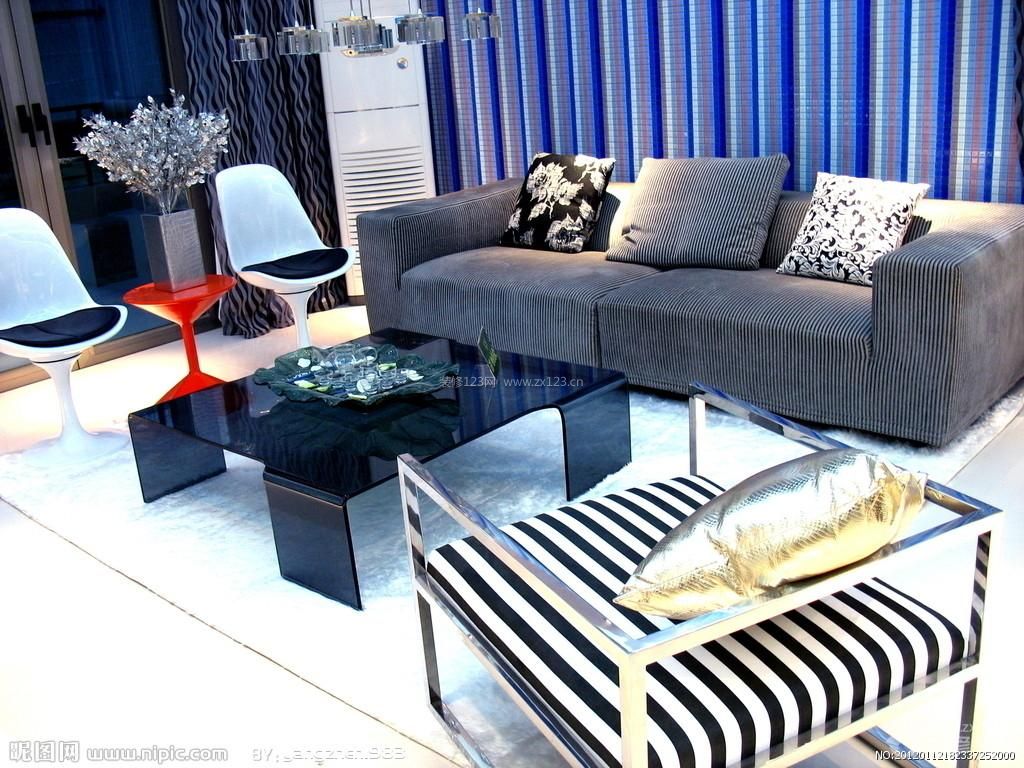 地中海风格室内新房客厅沙发装饰图片
