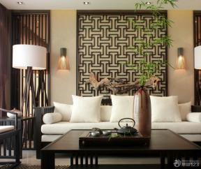中式仿古时尚客厅沙发背景墙装修图