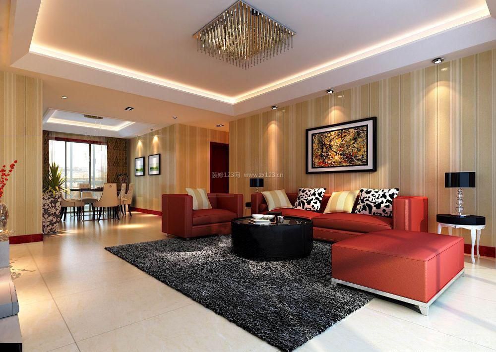 现代设计风格 时尚客厅 红色沙发