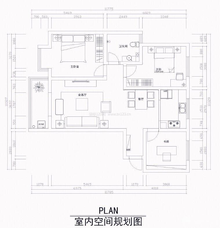 正商明鉆118平米三居室平面圖