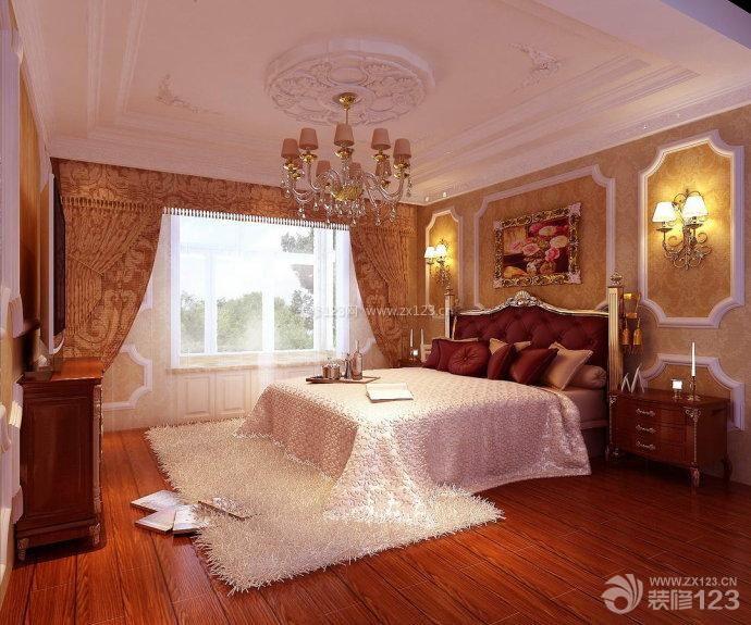 欧式家装设计效果图 主卧室 双人床