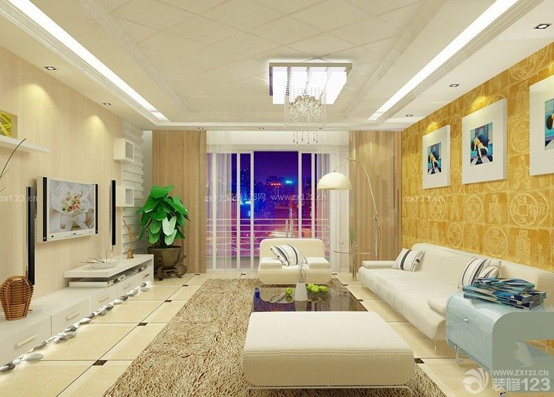 现代风格经典新房客厅装修颜色搭配效果图设计