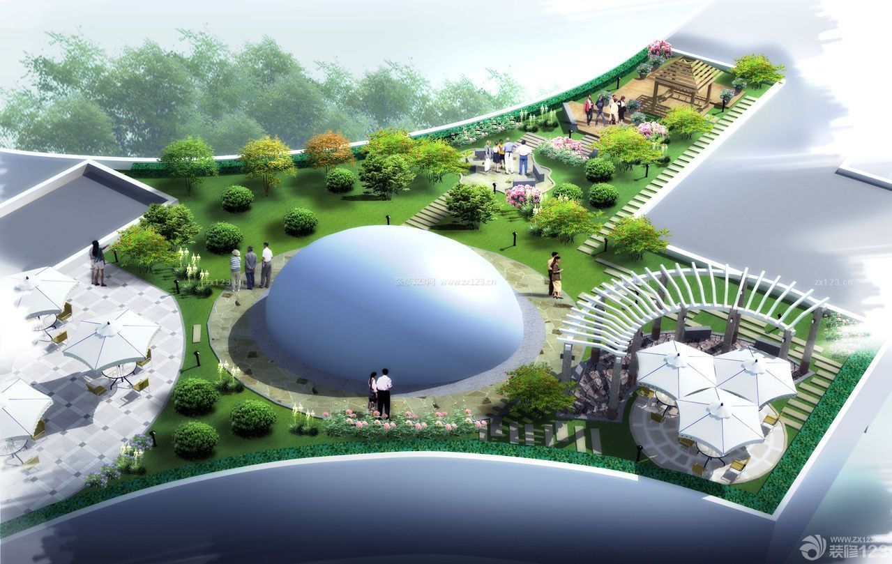 公共环境屋顶花园休闲区园林景观设计图