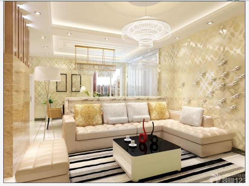 简约时尚风格 新房客厅装修效果图 多人沙发