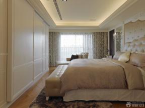 简欧卧室效果图 卧室壁橱效果图 长方形卧室装修图