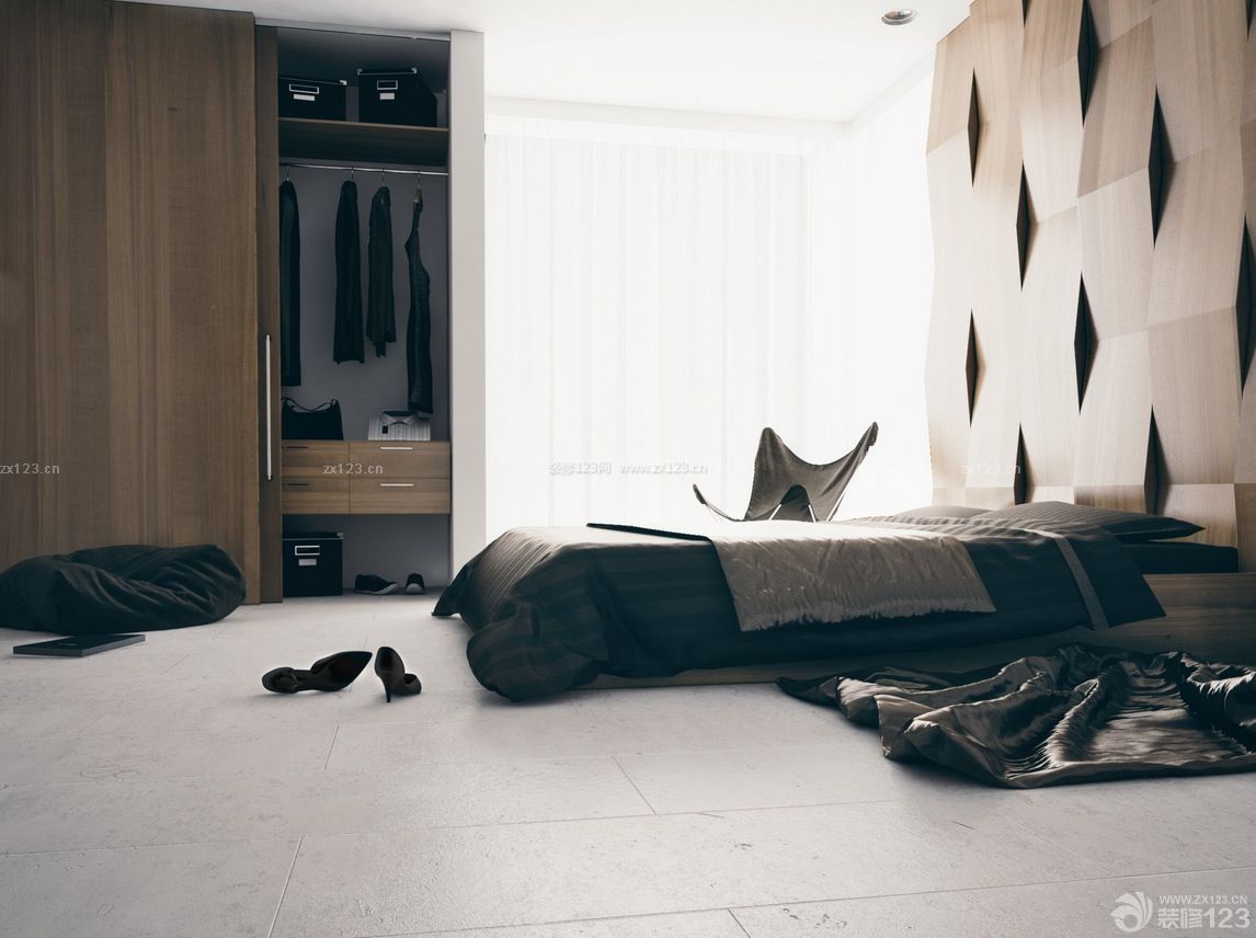 时尚现代128平米家居卧室带衣帽间设计效果图