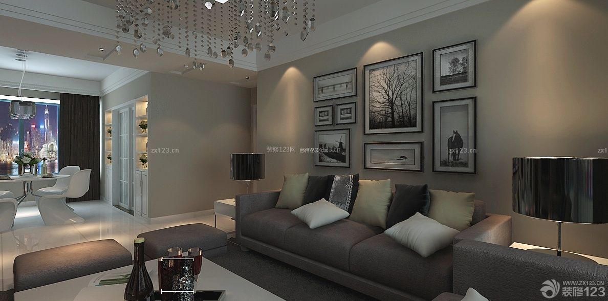 欧式家装设计效果图 休闲区布置 照片墙