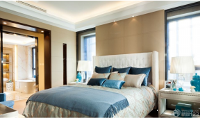 现代风格颜色搭配大卧室双人床装修图