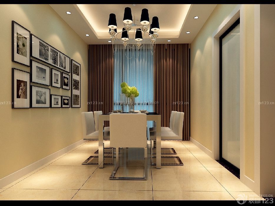 最新家庭餐厅餐桌餐椅照片墙装修图