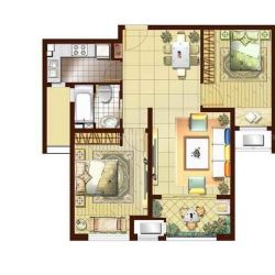 新城悠活城三期户型图C户型 2室 面积:84.00m2