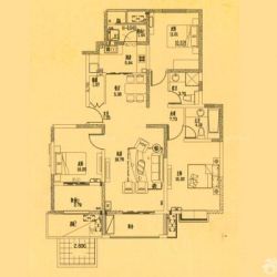 郁金香庭户型图A2户型图 3室2厅 面积:137.80m2