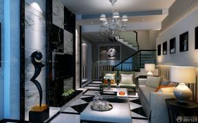 现代设计风格 挑高客厅装修效果图 简约吊灯