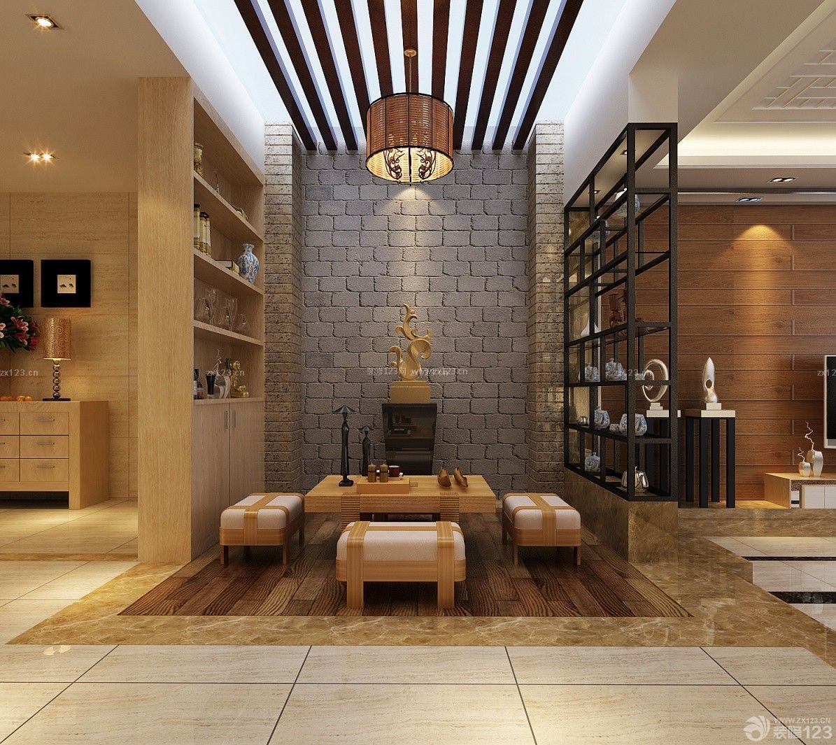 日式家居装修效果图 日式装修样板间 140平方 