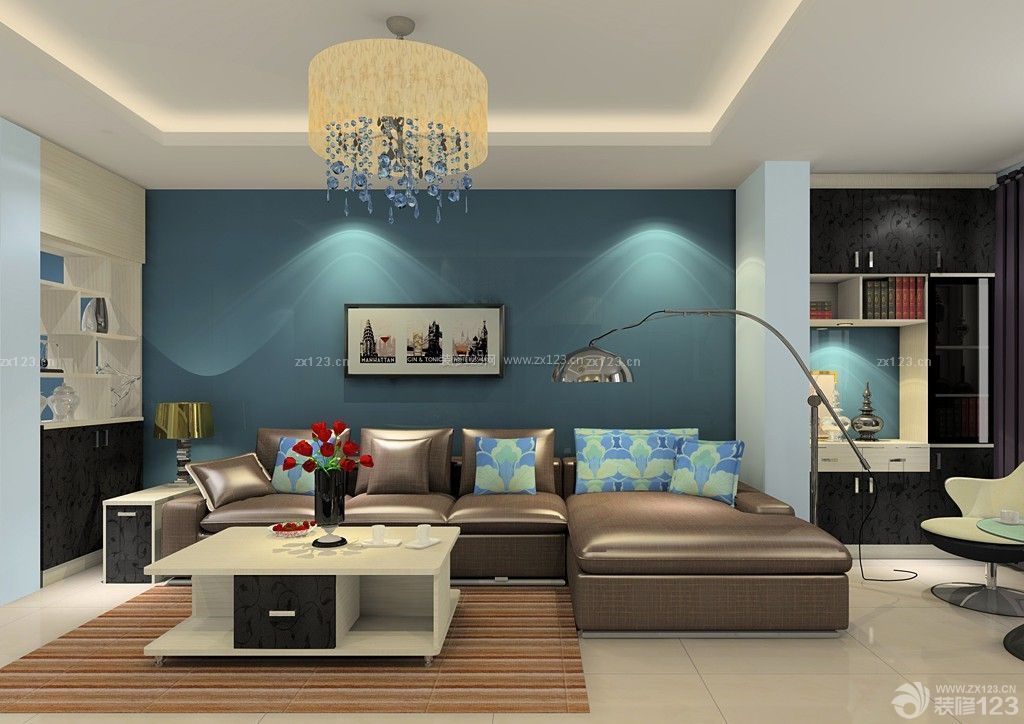 时尚现代风格80平米样板房客厅落地灯装饰图片