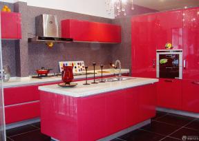 经典现代风格别墅室内枚红色橱柜设计效果图
