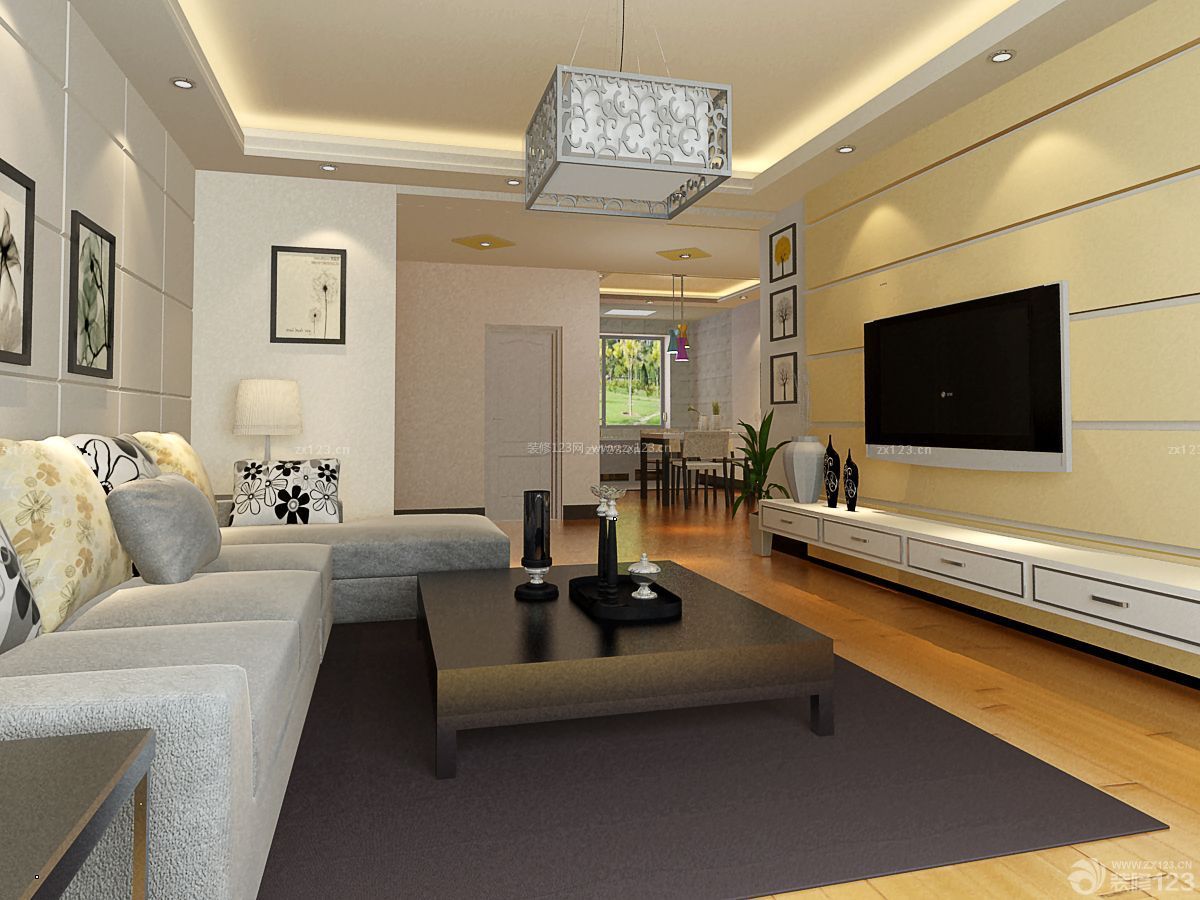 经典现代风格80平米样板房客厅地毯装饰图片