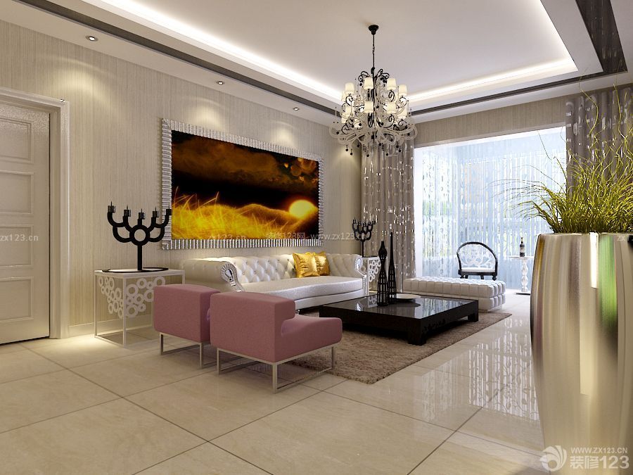 现代设计风格 时尚客厅 沙发背景墙