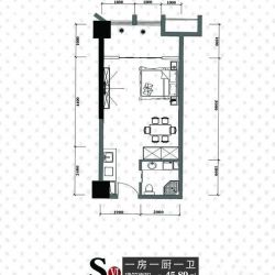 天一大厦·天天公寓户型图S6户 面积:45.89m2