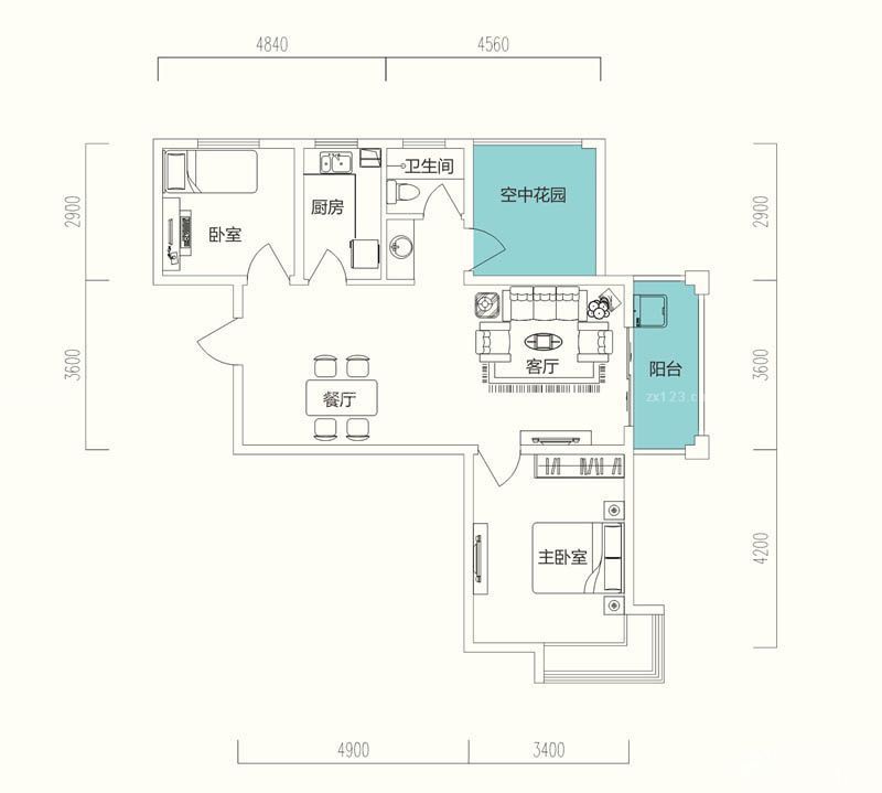 华盛大运城户型图二期a1户型 3 面积:88.00m2