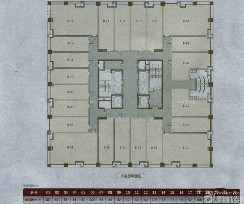 CBC拓基广场户型图写字楼平面图 面积:1256.00m2