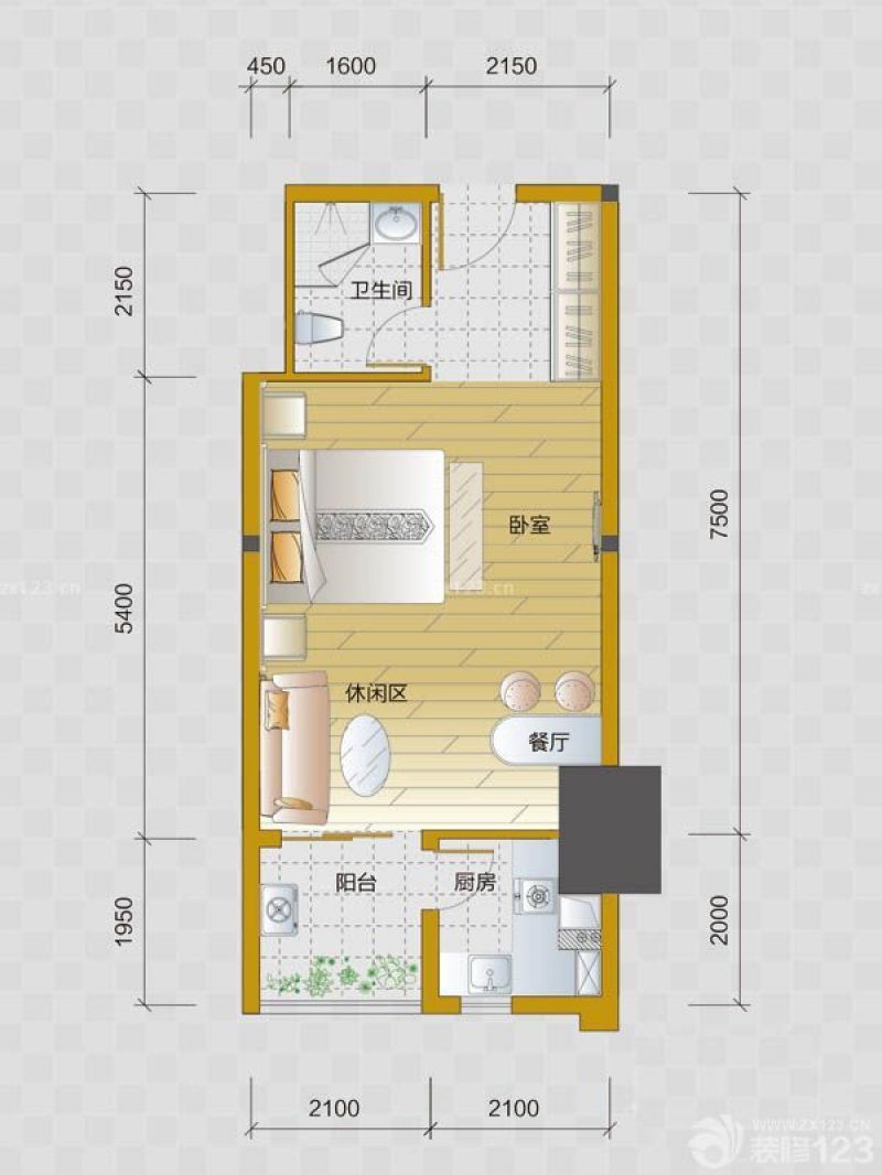 北城世纪城公寓户型图公寓51平 面积:51.00m2
