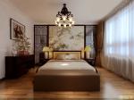 新中式风格主卧室床头背景墙装修图片