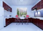 现代风格敞开式厨房白色地面瓷砖设计图片