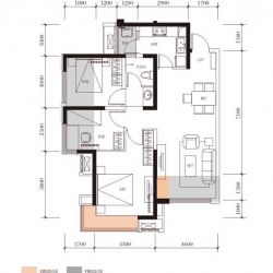 绿地城户型图一期5#楼标准层C3 面积:86.00m2