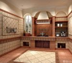 2014最新整体厨房仿古瓷砖装饰效果图片