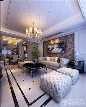 欧式家装设计效果图 时尚客厅 简约吊灯