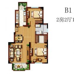 大华朗香花园户型图B1户型 2室 面积:90.00m2