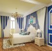 地中海风格85平米两居室卧室条纹墙纸设计图片