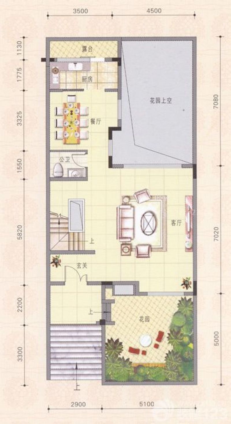 望谷·温泉小镇户型图e户型首层 面积:83.00m2