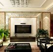 中式仿古跃层式住宅家庭电视背景墙设计图