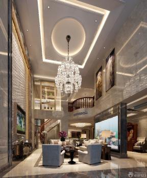 豪华别墅 挑高客厅装修效果图 简约欧式风格 