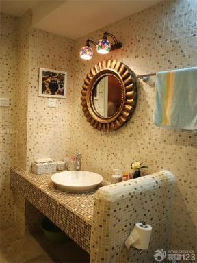 卫生间洗手盆瓷砖颜色装修图片大全  1532