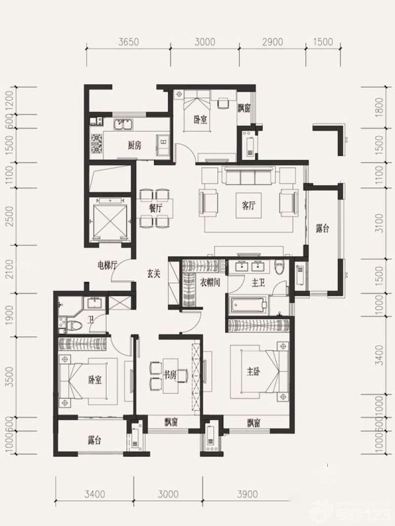 富力西溪悦居户型图溪区堂悦偶 面积:139.00m2