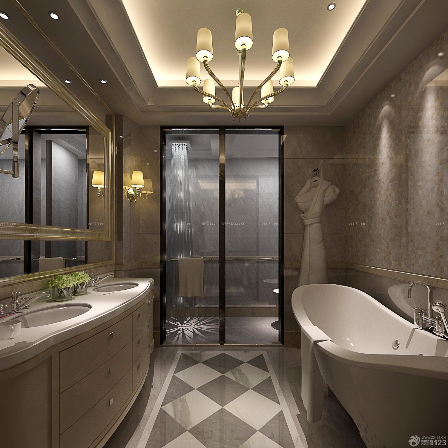 现代时尚家庭浴室隔断门设计效果图