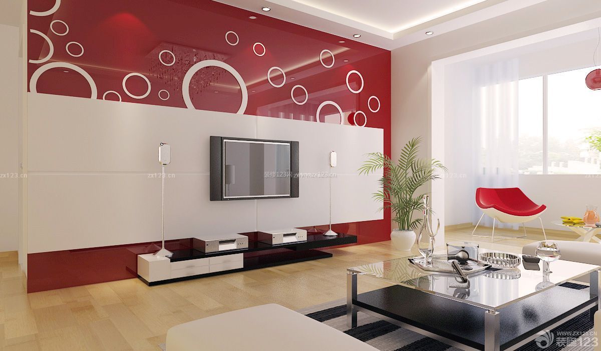 现代风格自建房室内电视背景墙设计效果图