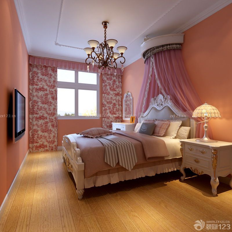 卧室颜色搭配双人床背景墙颜色图