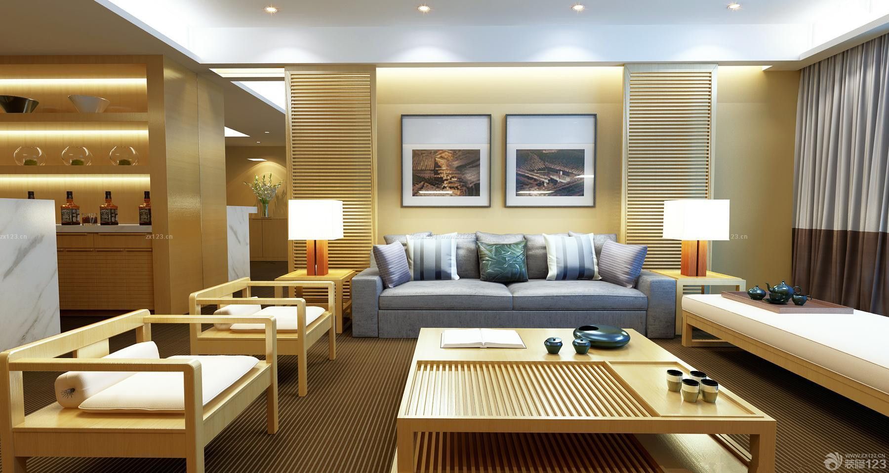 日式风格80平米房屋客厅装修效果图