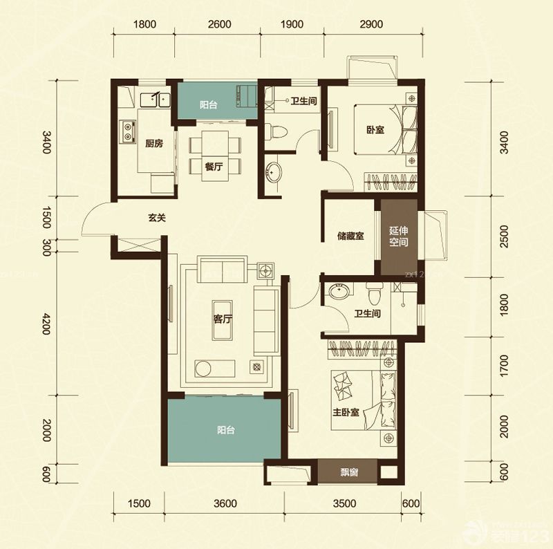保利梧桐语户型图a户型 3室2厅 面积:110.00m2