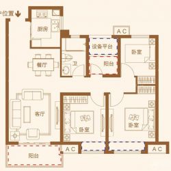 中海·滨湖公馆户型图一期高层 面积:96.00m2