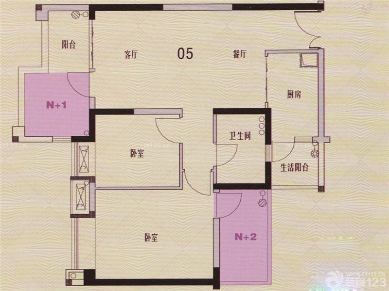 中山时代倾城户型图05户型图 2 面积:85.00m2