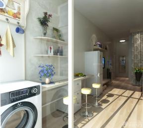 40平方单身公寓装修 阳台洗衣机装修效果图