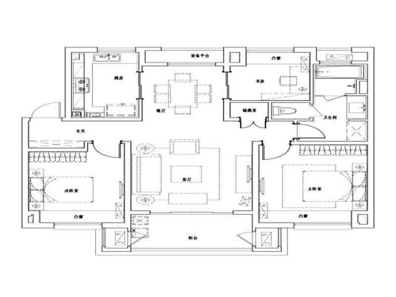 万科·新酩悦户型图115平户型  面积:115.00m2