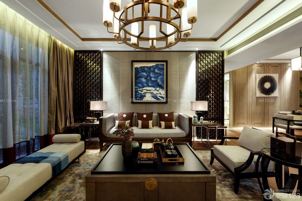 中式仿古装修效果图 大客厅 组合沙发