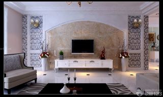 现代简约欧式风格四室两厅室内电视背景墙装修图