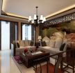 新中式风格家居客厅多人沙发装修效果图 