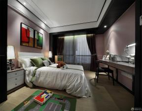现代中式风格卧室颜色搭配双人床图片